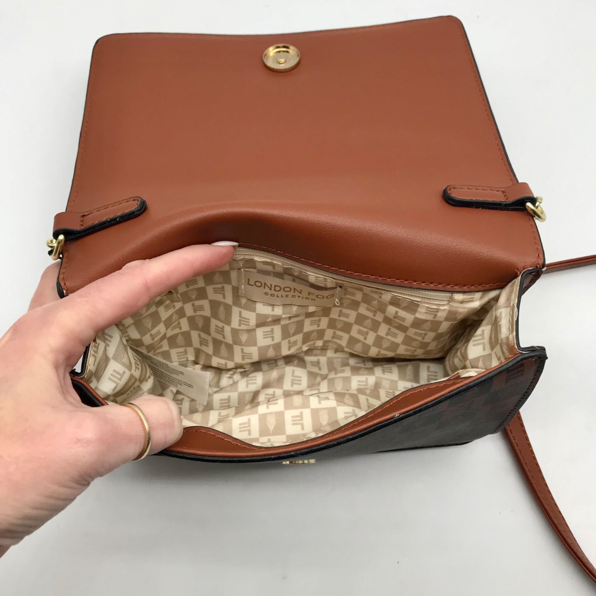London Fog Brown Faux Leather Marci Crossbody