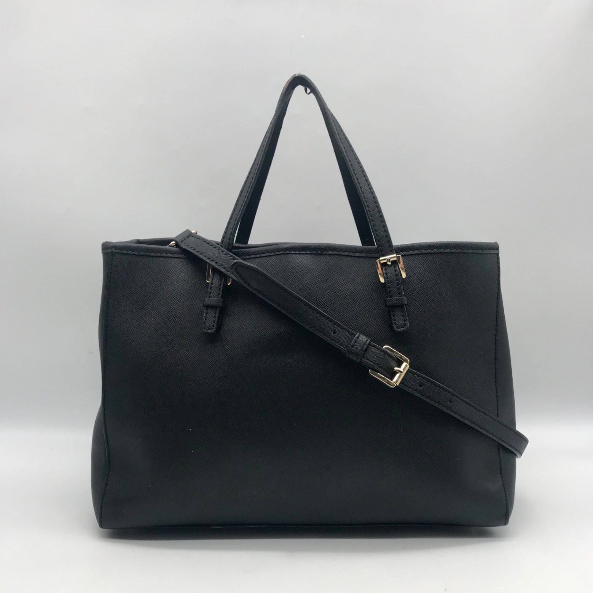 Michael Kors Black Saffiano Leather Jet Set Large Shoulder Bag