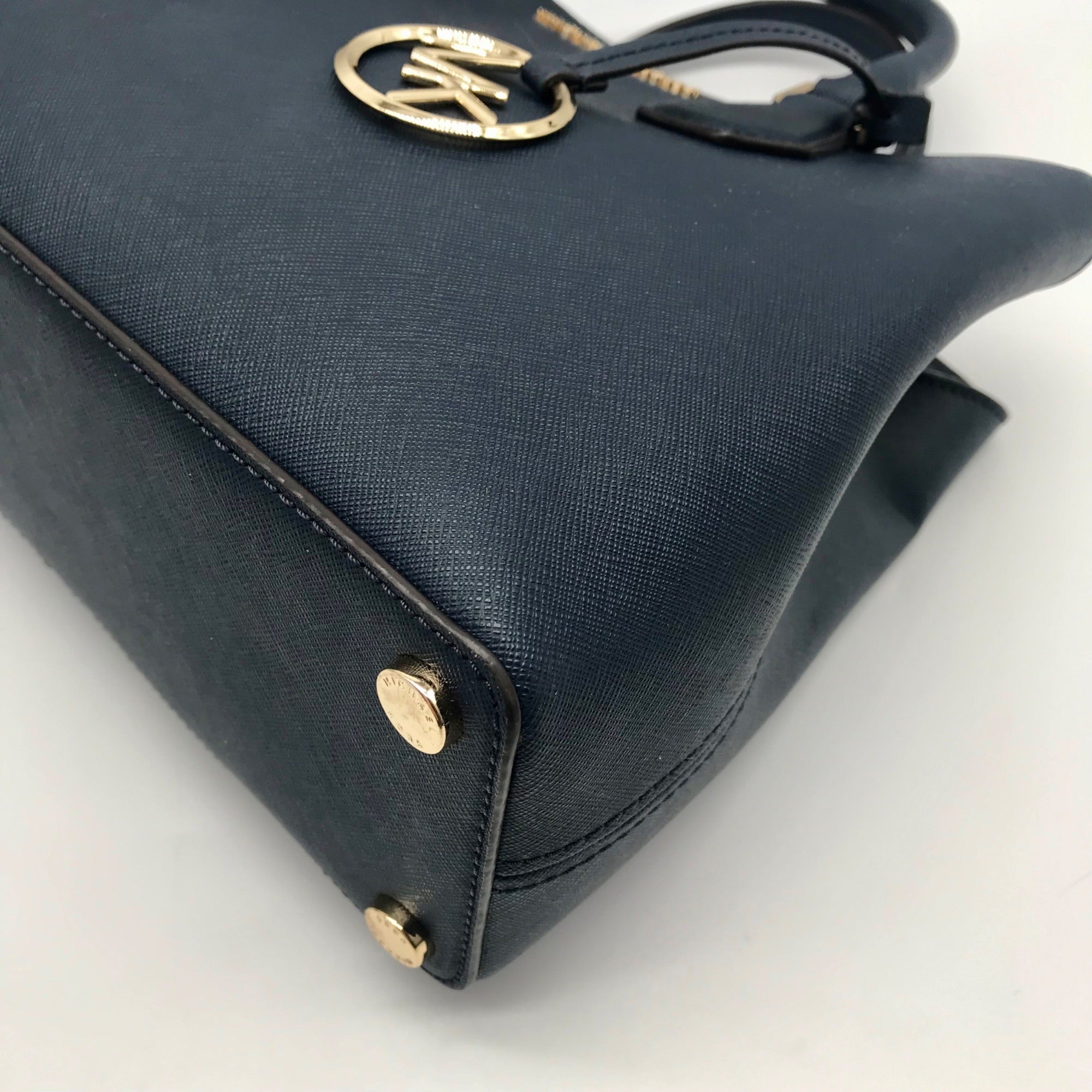 Michael Kors Blue Saffiano Leather Camille Crossbody Satchel