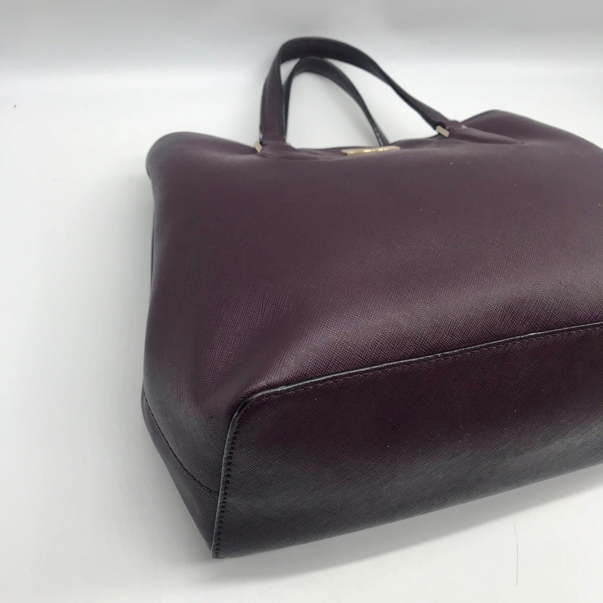 Kate Spade Burgundy Saffiano Leather Laurel Way Evangelie Satchel