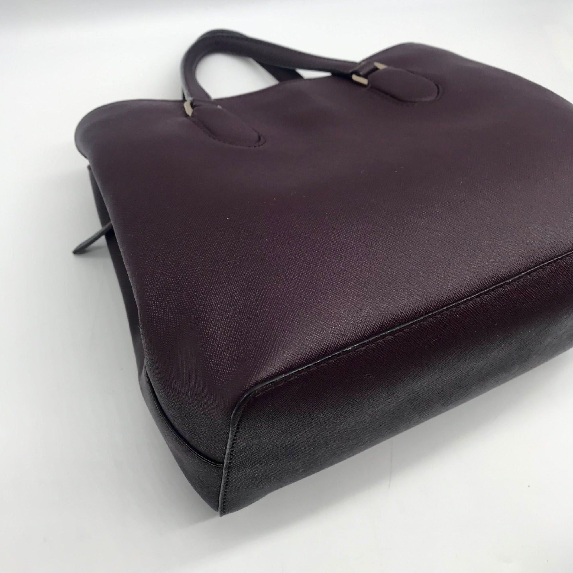 Kate Spade Burgundy Saffiano Leather Laurel Way Evangelie Satchel
