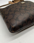 Coach Brown Leather Peyton Signature East/West Swingpack Tote Bag