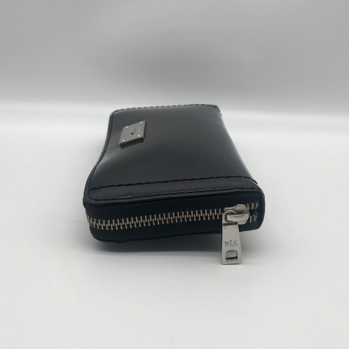 Ralph Lauren Black Patent Leather Zip Around Wallet