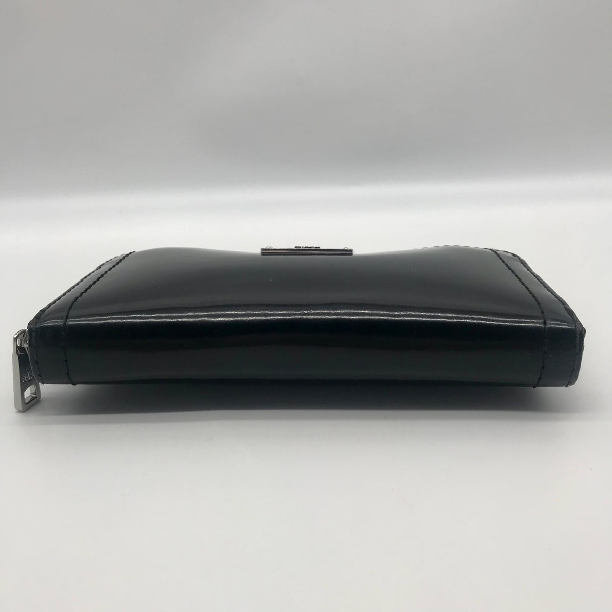 Ralph Lauren Black Patent Leather Zip Around Wallet