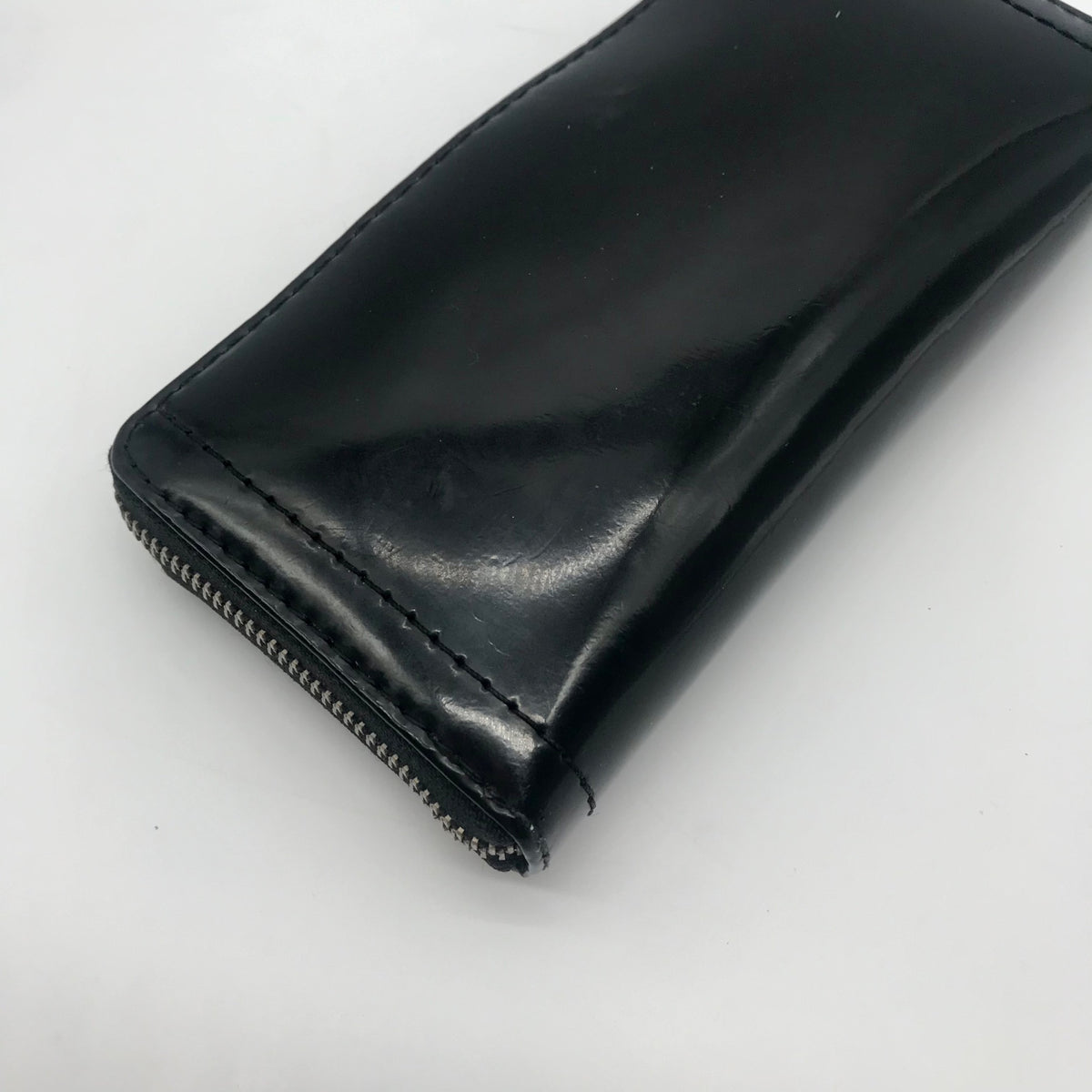 Ralph Lauren Black Patent Leather Zip Around Wallet