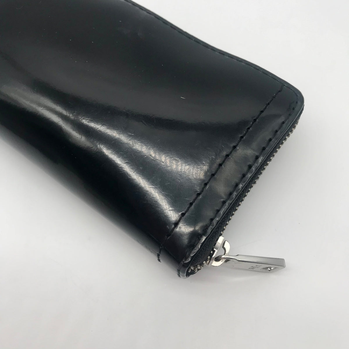 Ralph Lauren Black Patent Leather Zip Around Wallet