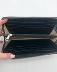 Ralph Lauren Black Patent Leather Zip Around Wallet