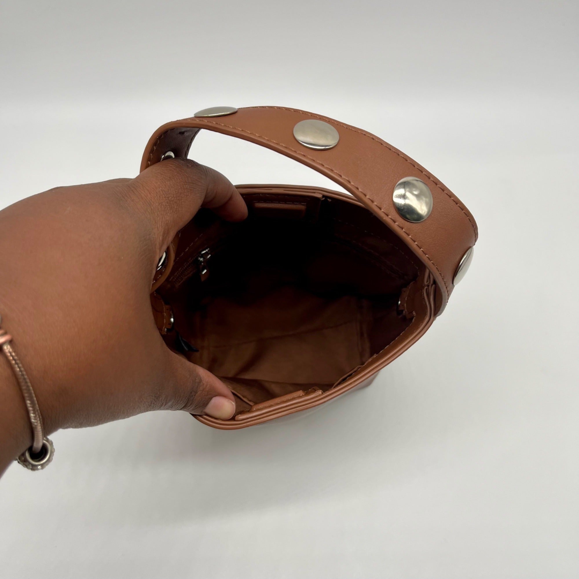 MMS Brands Brown Leather Bucket Bag