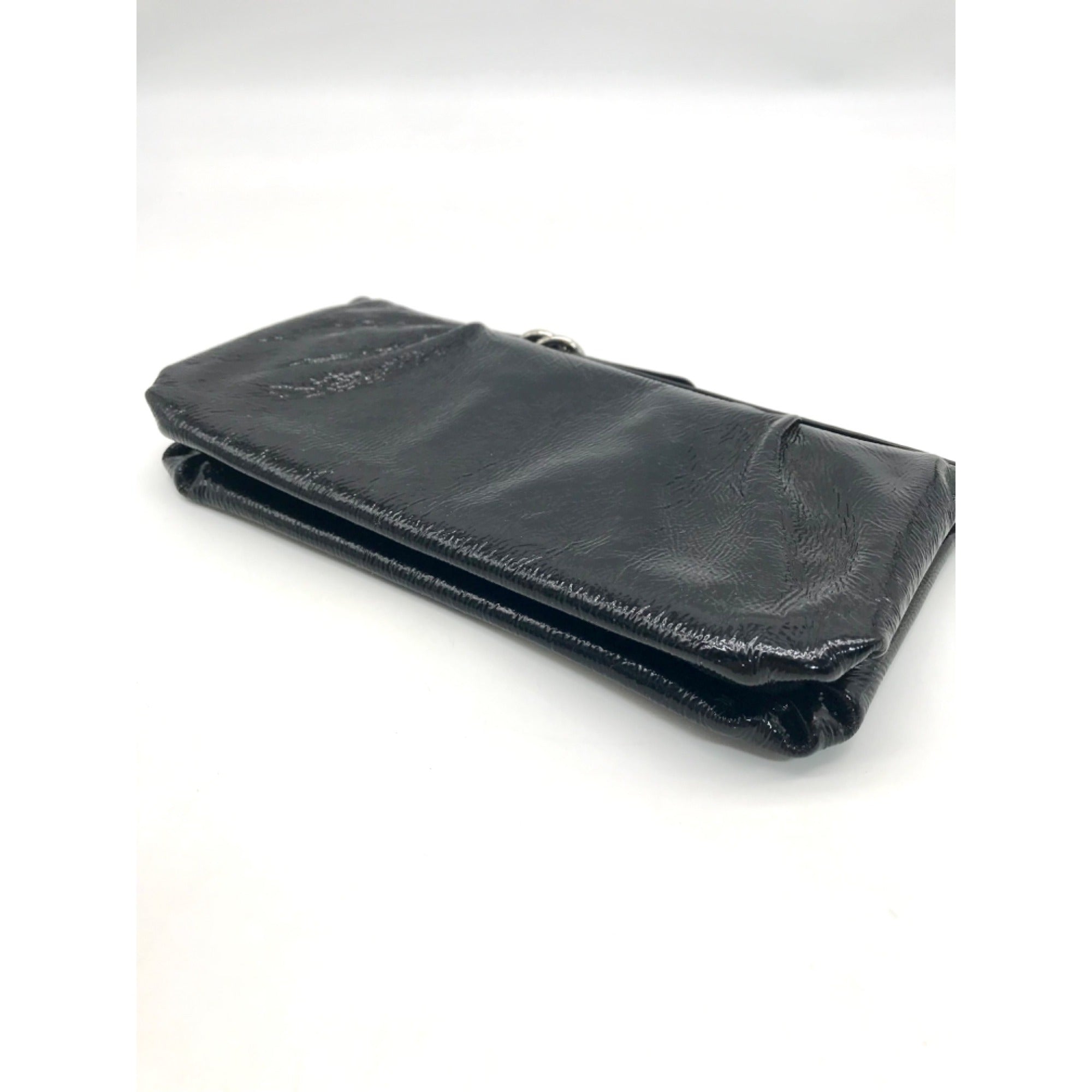 Hobo International Black Patent Leather Zip Around Clutch