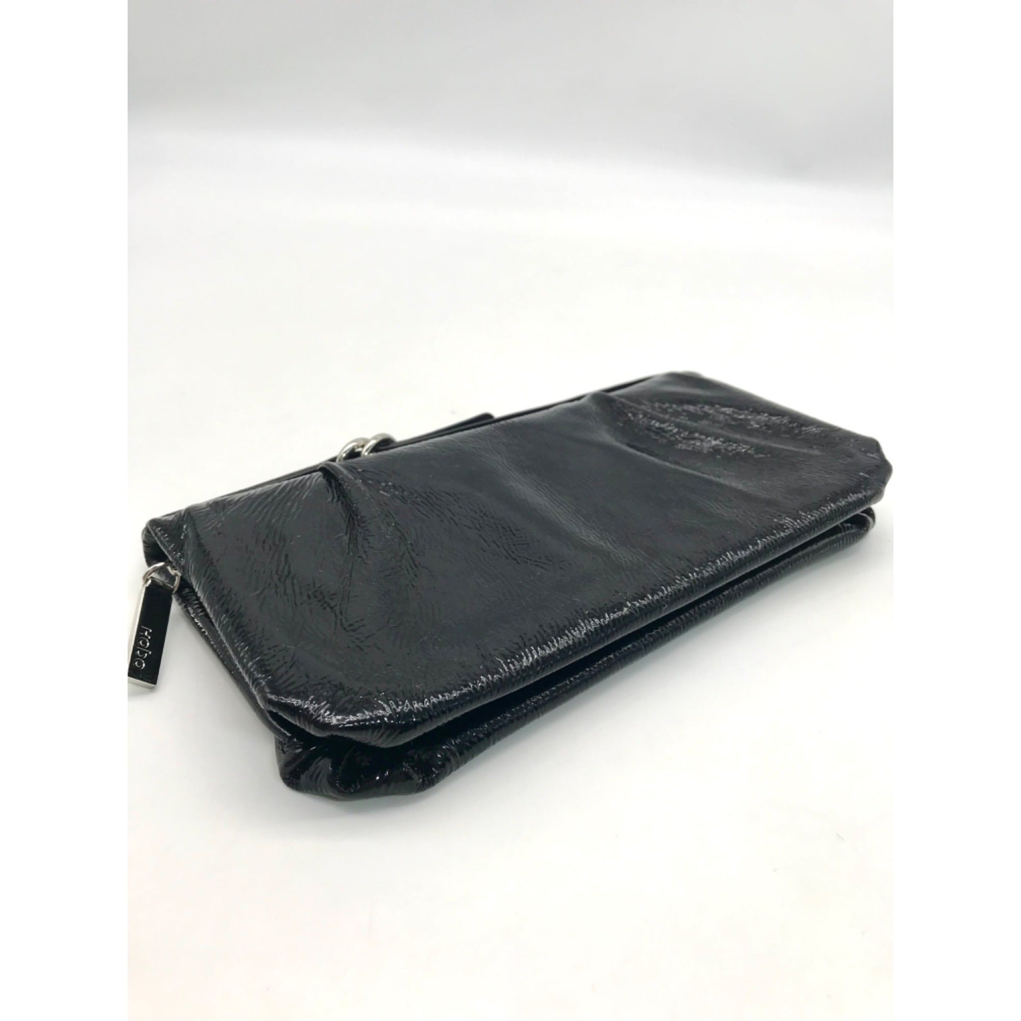 Hobo International Black Patent Leather Zip Around Clutch