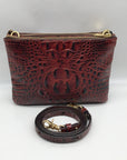 Brahmin Dark Brown Croc Embossed Melbourne Lorelei Crossbody Bag