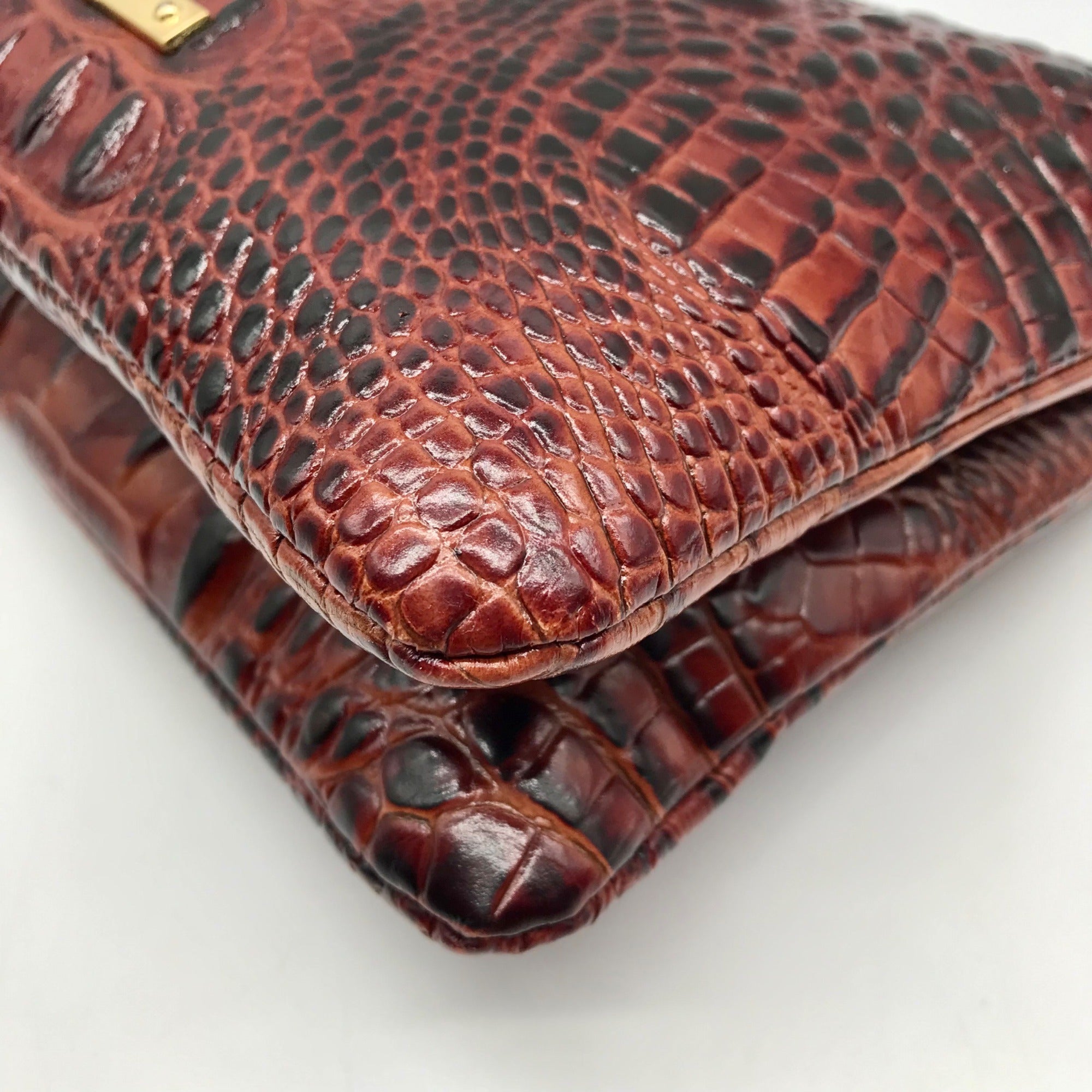 Brahmin Dark Brown Croc Embossed Melbourne Lorelei Crossbody Bag