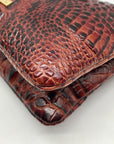 Brahmin Dark Brown Croc Embossed Melbourne Lorelei Crossbody Bag