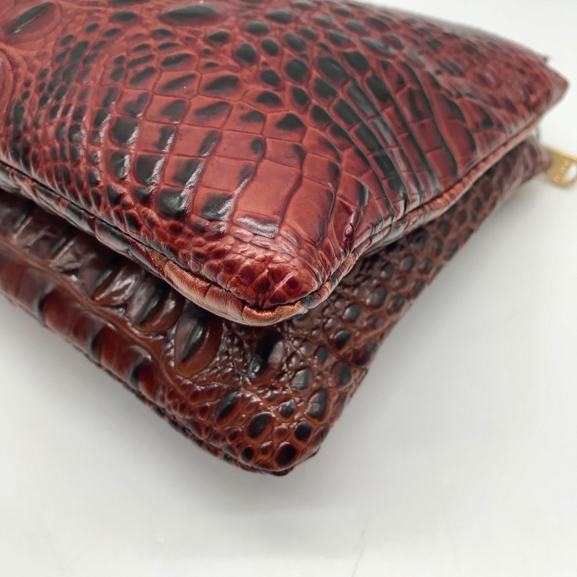 Brahmin Dark Brown Croc Embossed Melbourne Lorelei Crossbody Bag