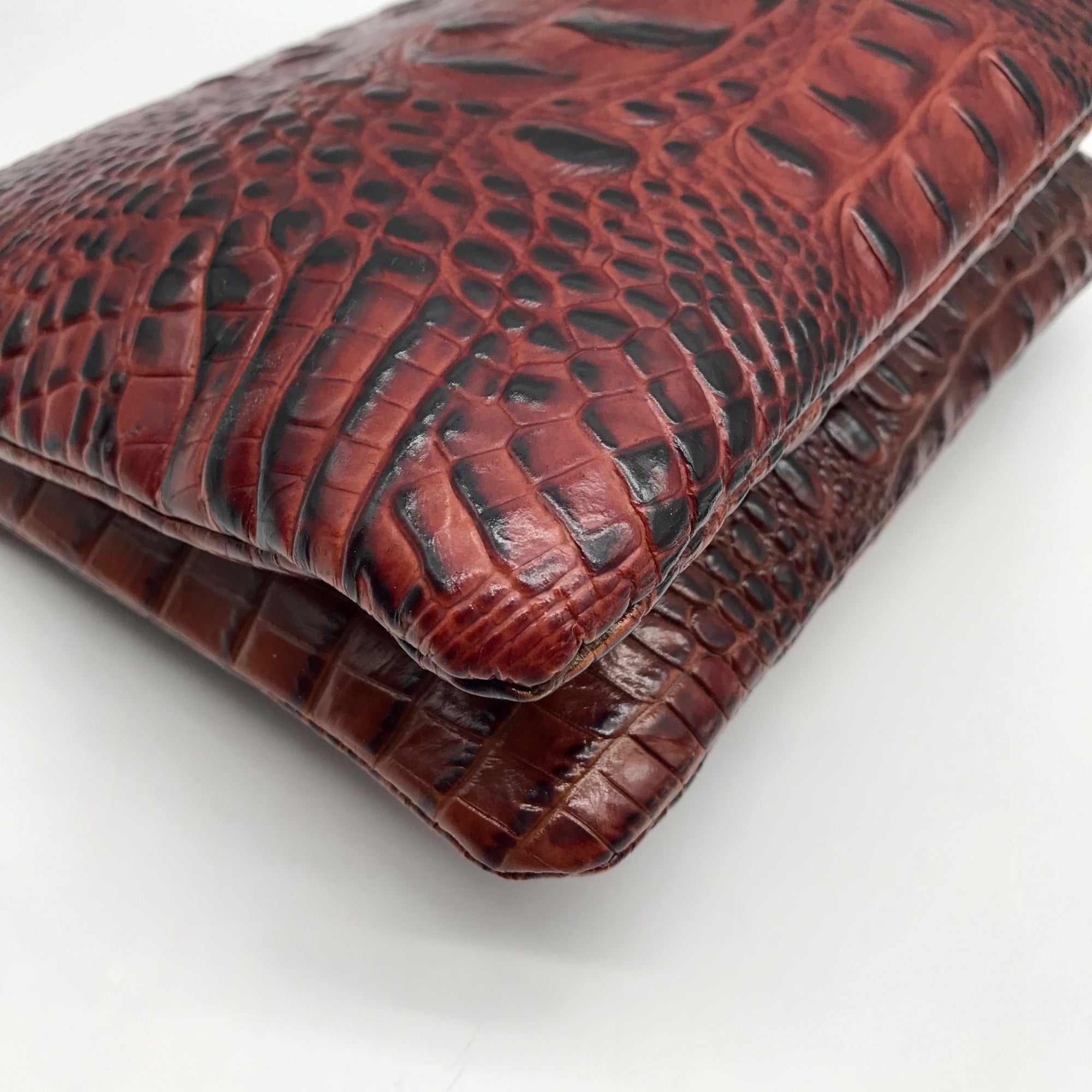 Brahmin Dark Brown Croc Embossed Melbourne Lorelei Crossbody Bag