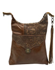 Unbranded Brown Faux Leather Bohemian Style Handmade Crossbody Bag 