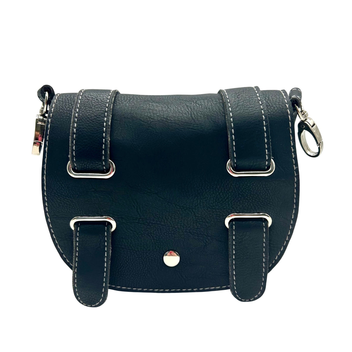Unbranded Dark Grey Faux Leather Saddle Shoulder Bag