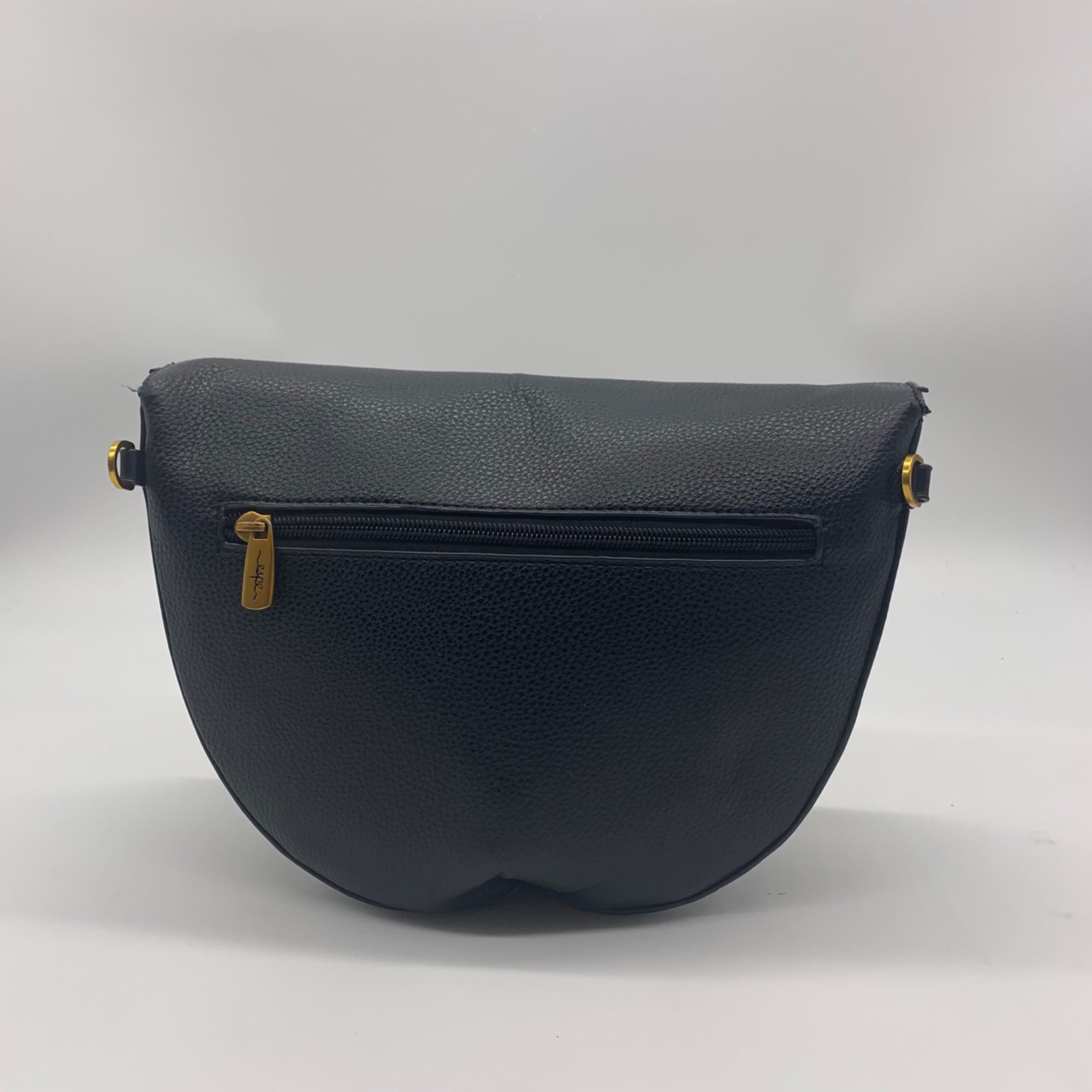 Espe Black Flap Double Compartment Crossbody Bag