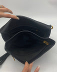 Espe Black Flap Double Compartment Crossbody Bag