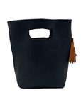 Half United Black Leather Bucket Bag