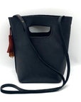 Half United Black Leather Bucket Bag