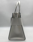 Armani Exchange White Faux Leather Susy Logo-Plaque Tote Bag