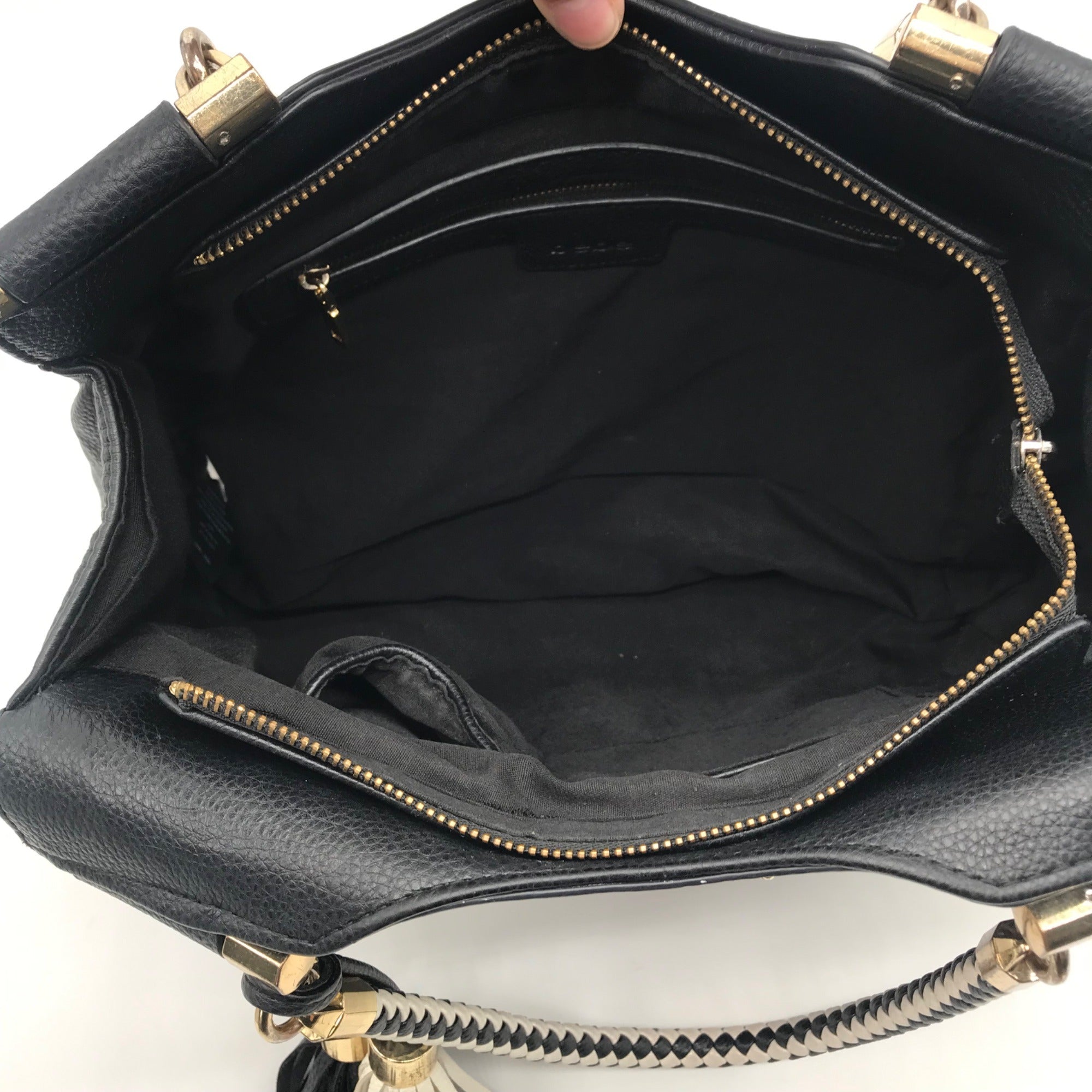 Bebe Black Vegan Leather Natalie Satchel Bag