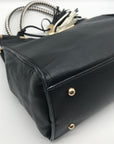 Bebe Black Vegan Leather Natalie Satchel Bag