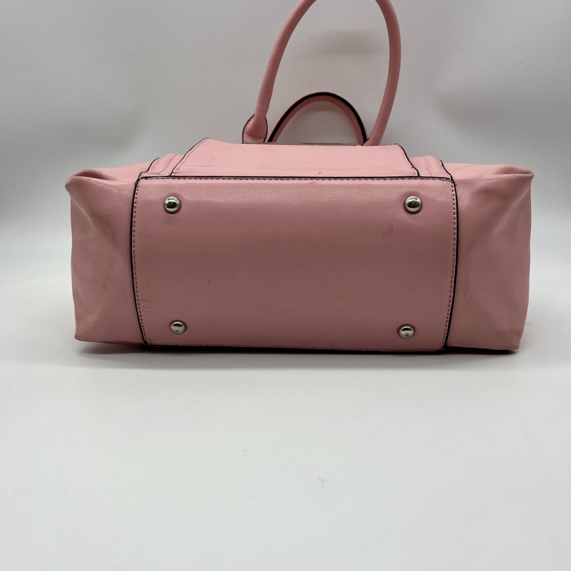 Kristine Pink Faux Leather Satchel Bag