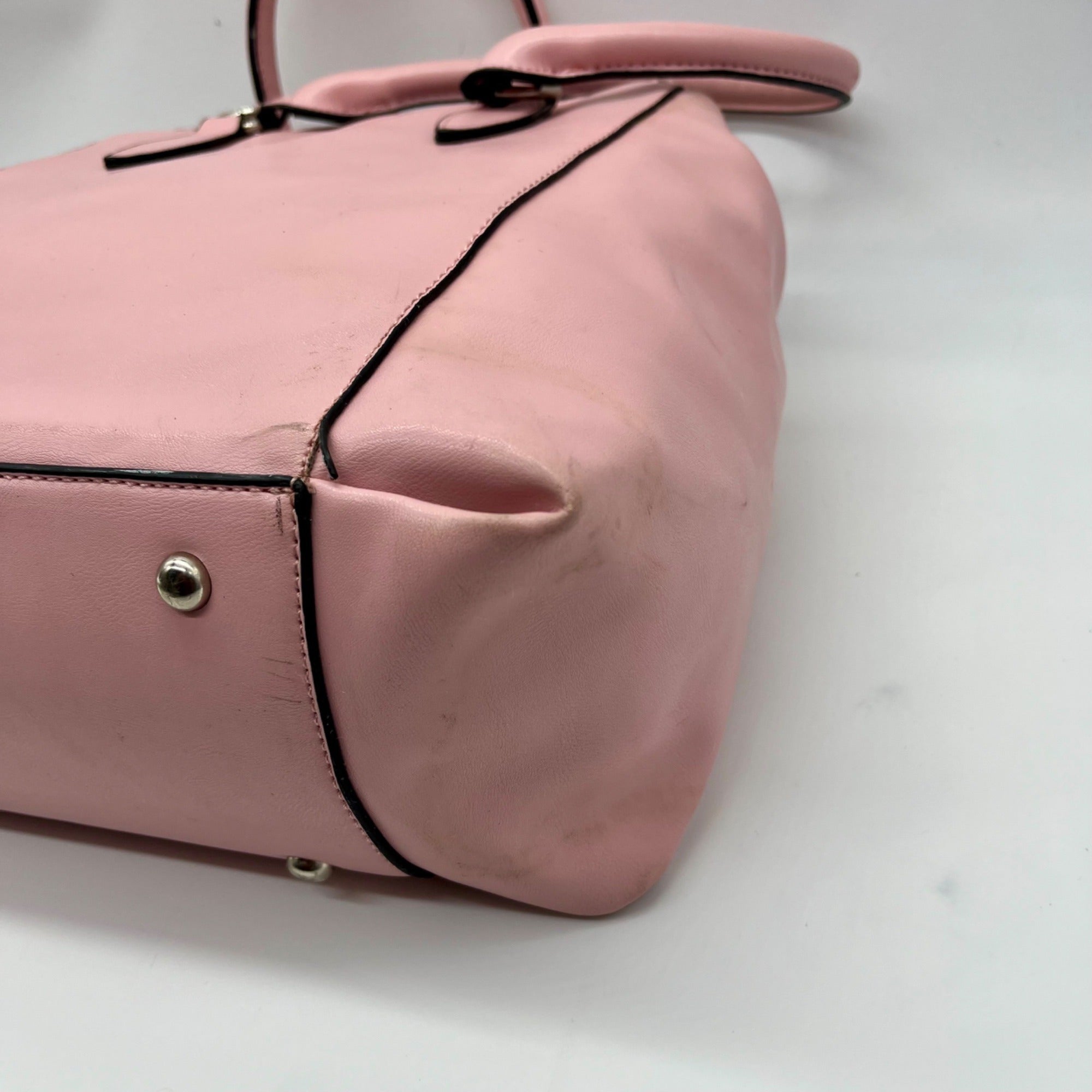Kristine Pink Faux Leather Satchel Bag