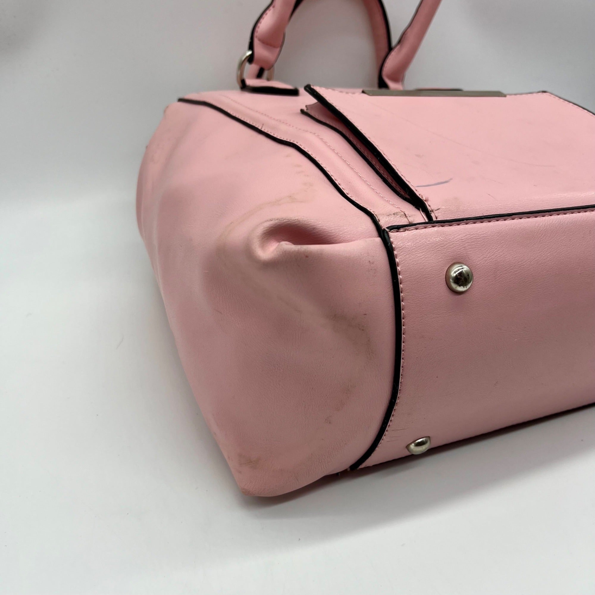 Kristine Pink Faux Leather Satchel Bag