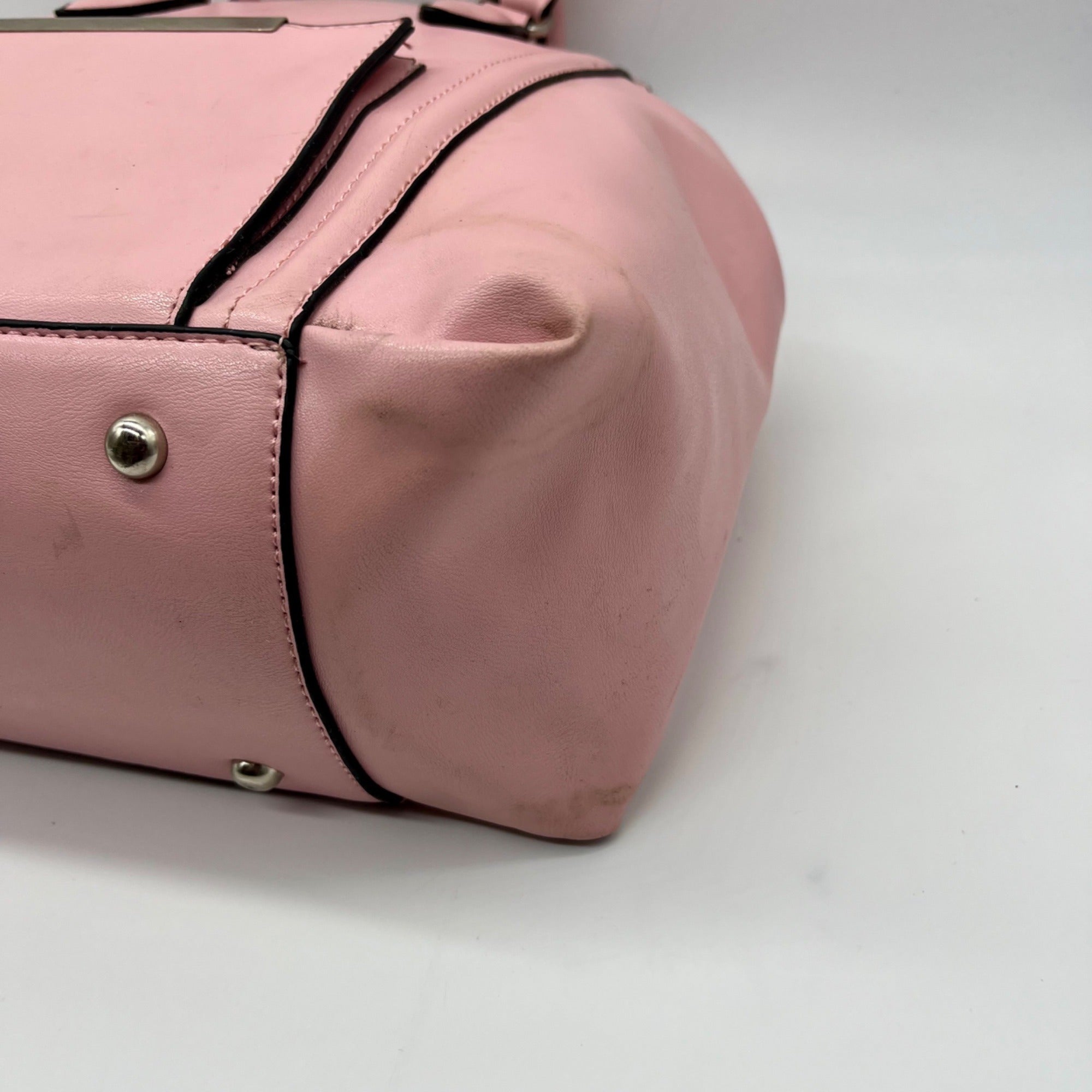 Kristine Pink Faux Leather Satchel Bag