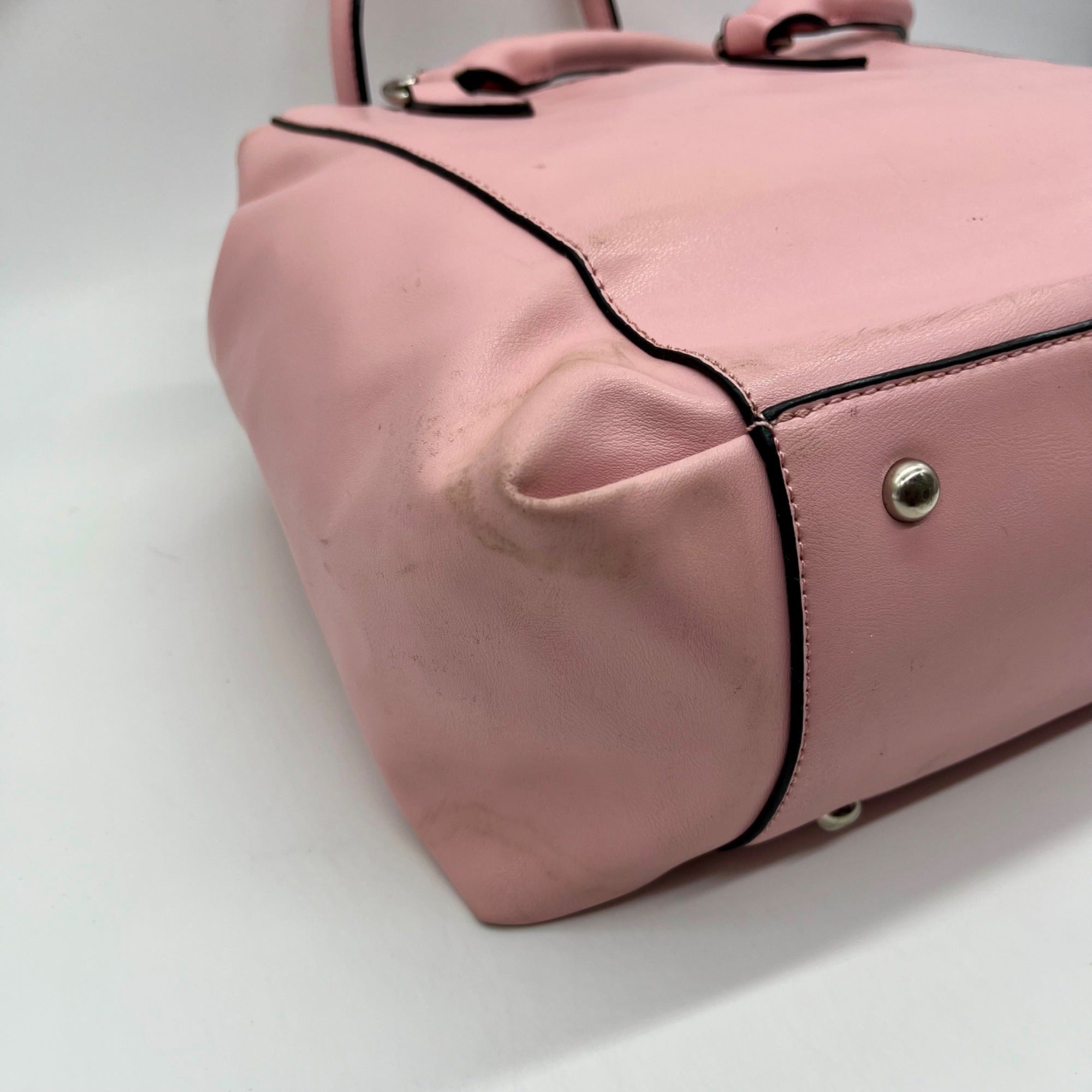 Kristine Pink Faux Leather Satchel Bag