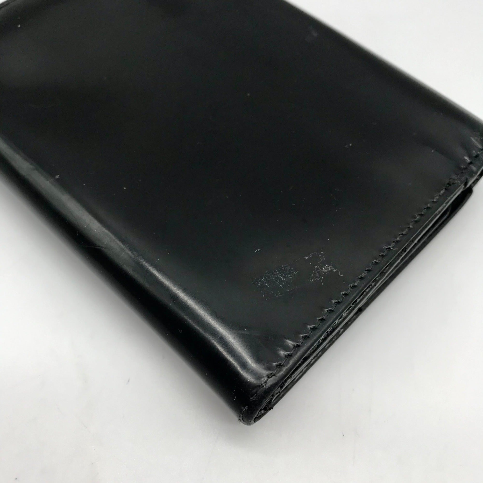 Gucci Black Patent Leather Tri-Fold Embossed Wallet