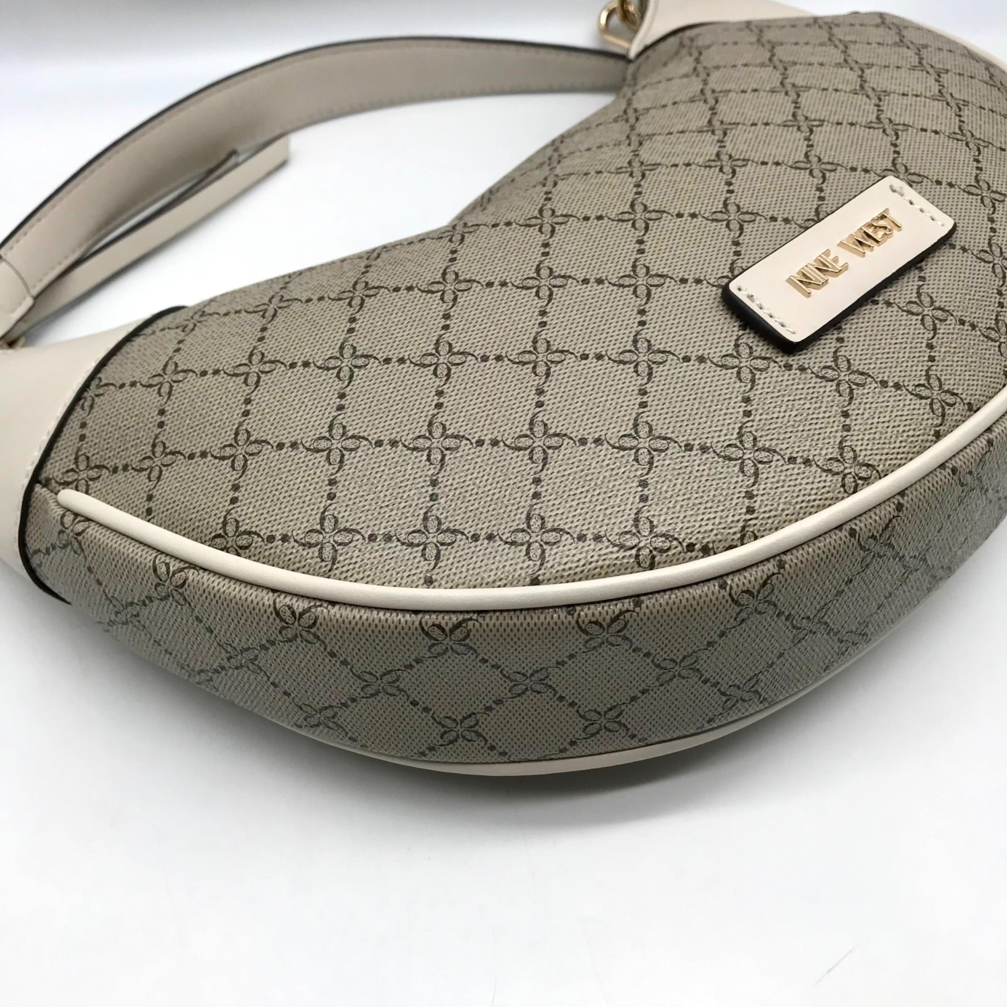 Nine West Beige Logo Milk Byron Hobo Bag