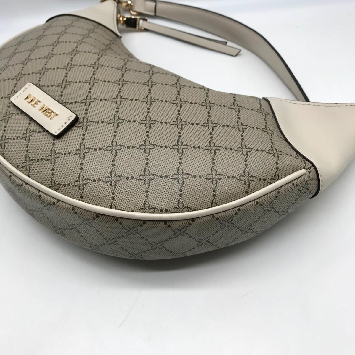 Nine West Beige Logo Milk Byron Hobo Bag