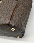 Michael Kors Brown Monogram Canvas Jet Set Logo Pocket Tote Bag