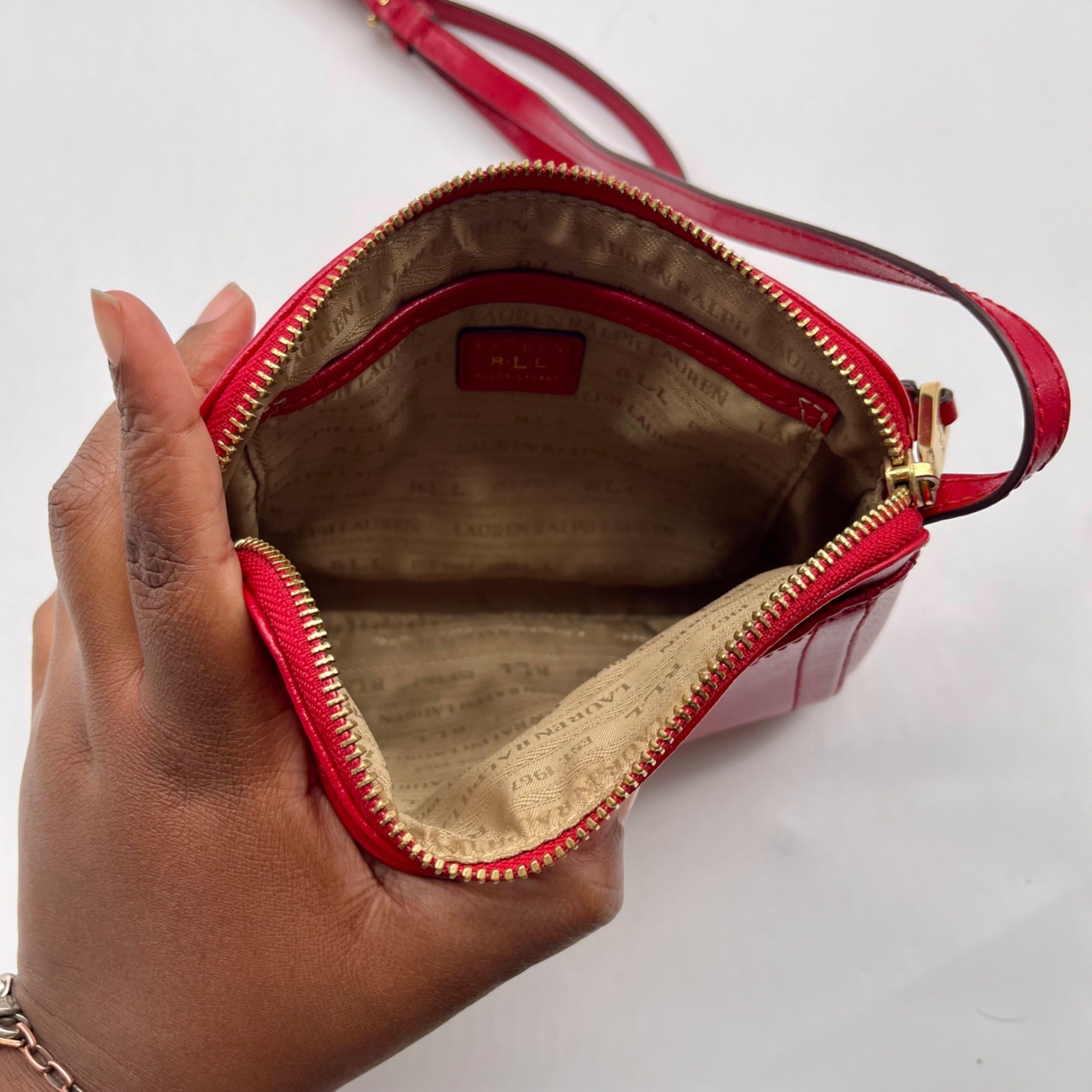 Ralph Lauren Red Leather Crossbody Bag