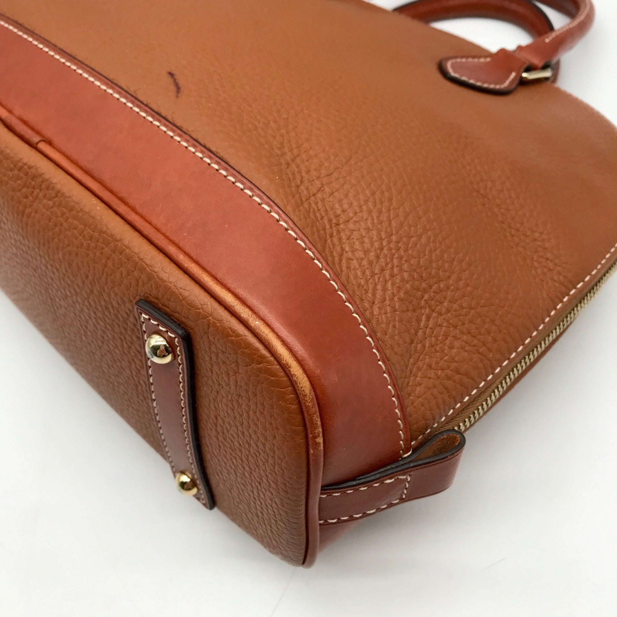 Dooney &amp; Bourke Caramel Pebbled Grain Zip Zip Satchel Bag