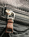 Prada Black Leather Glace Calf Twin Pocket Tote Bag