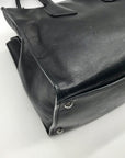Prada Black Leather Glace Calf Twin Pocket Tote Bag