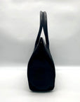 Donna Karan Black Satin & Embossed Leather Trim Crossbody Tote