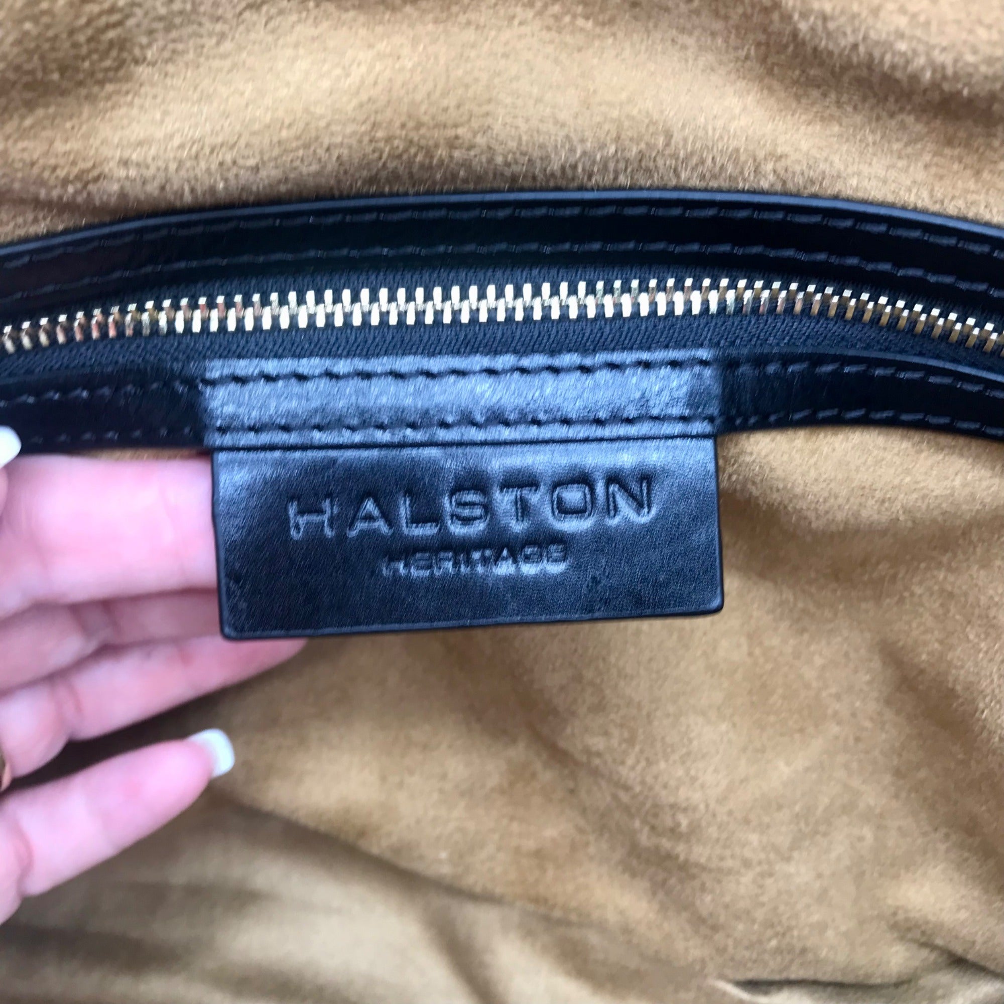 Halston Heritage Black Suede Convertible Satchel