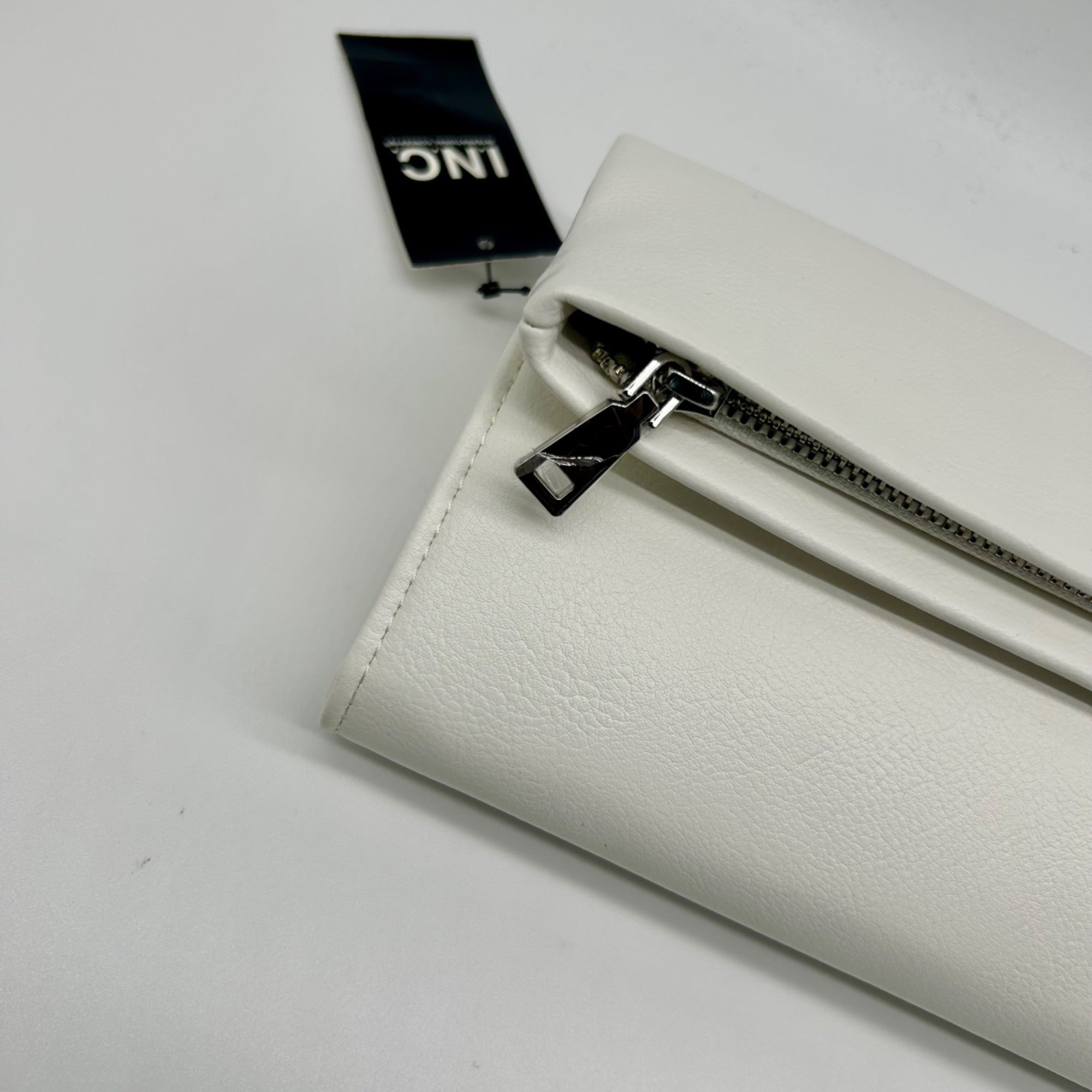 I.N.C. International Concepts White Faux Leather Averry Tunnel Small Crossbody
