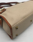 Dooney & Bourke AWL Bone & British Tan Pebbled Leather Buckle Crossbody Satchel