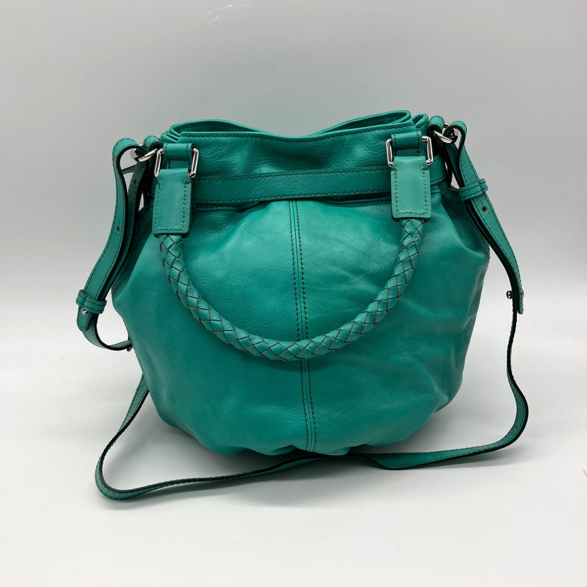 Old Trend Leather Teal Bucket Bag