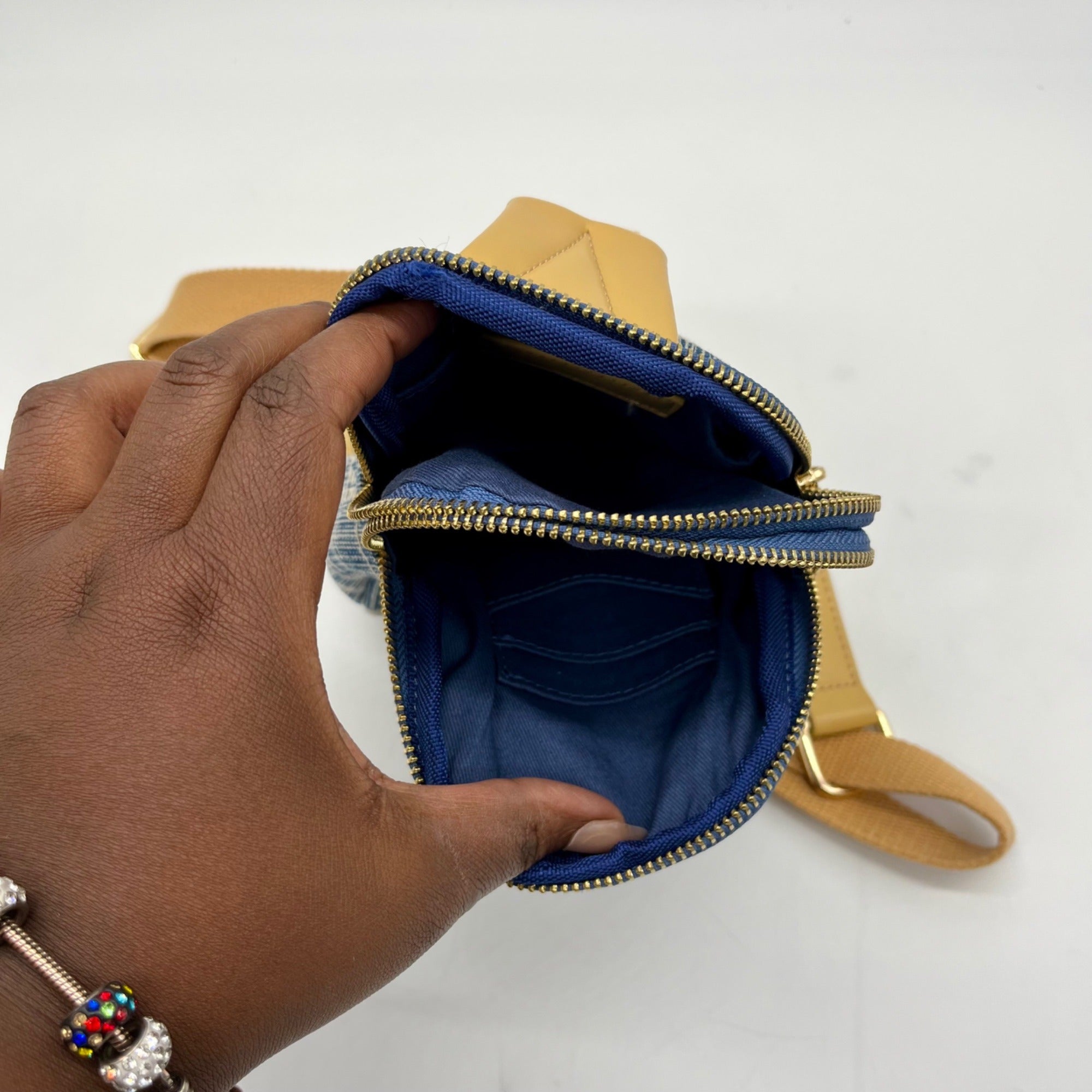 MMs Brands Handmade Blue Denim Fabric Backpack