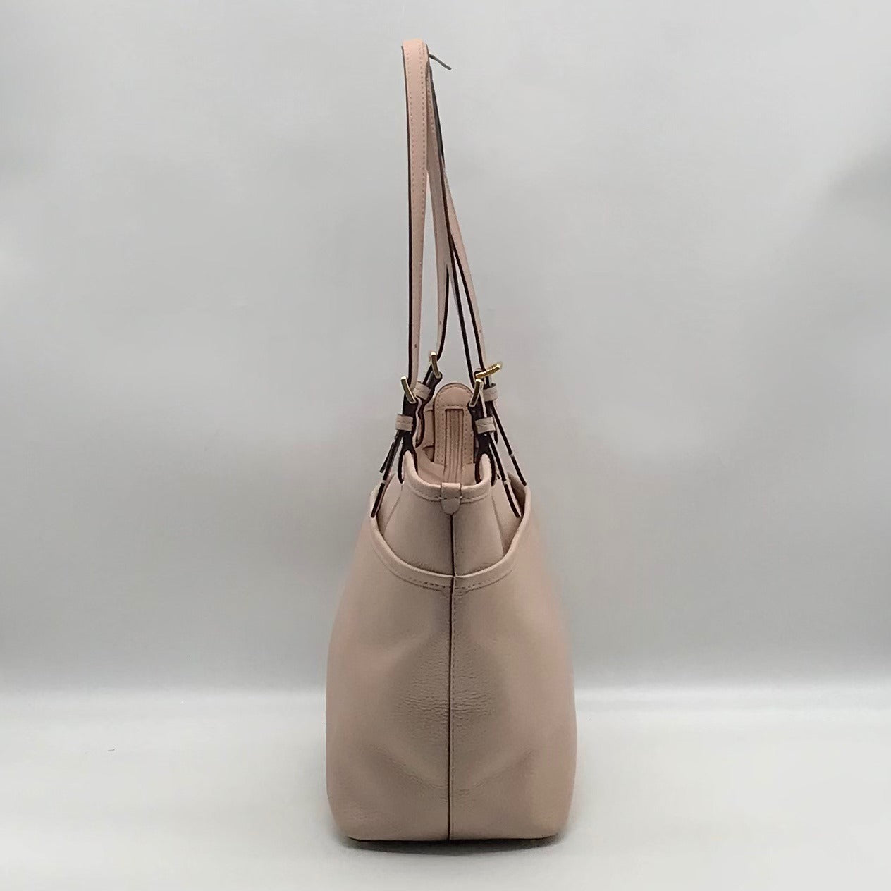 Michael Kors Light Pink Pebbled Leather Winston Top Zip Pocket Tote