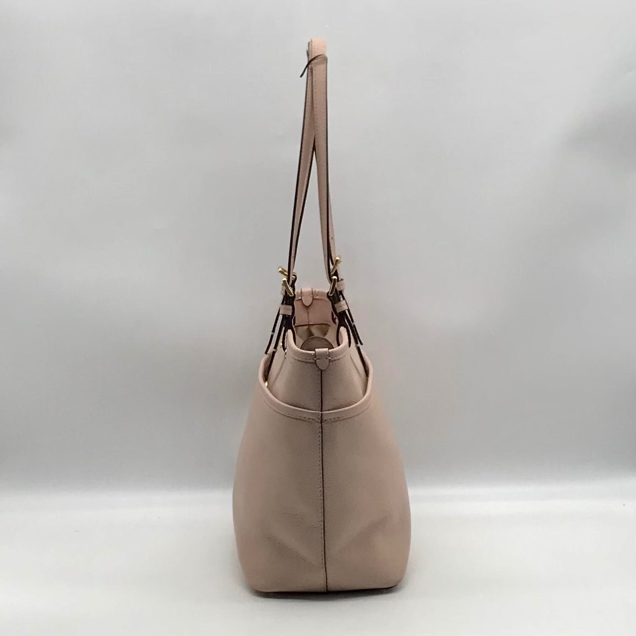 Michael Kors Light Pink Pebbled Leather Winston Top Zip Pocket Tote