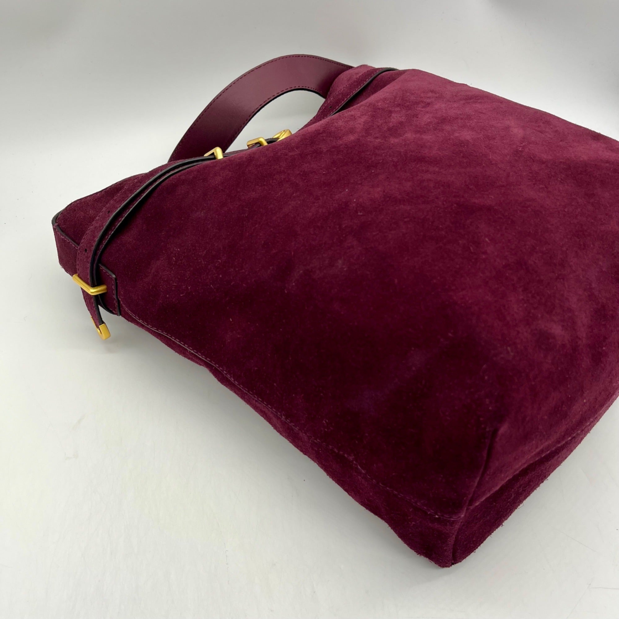 Madewell Red Belted Suede Satchel Bag